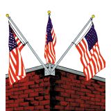 6' Streaming Triple Corner Mount Flagpole Set